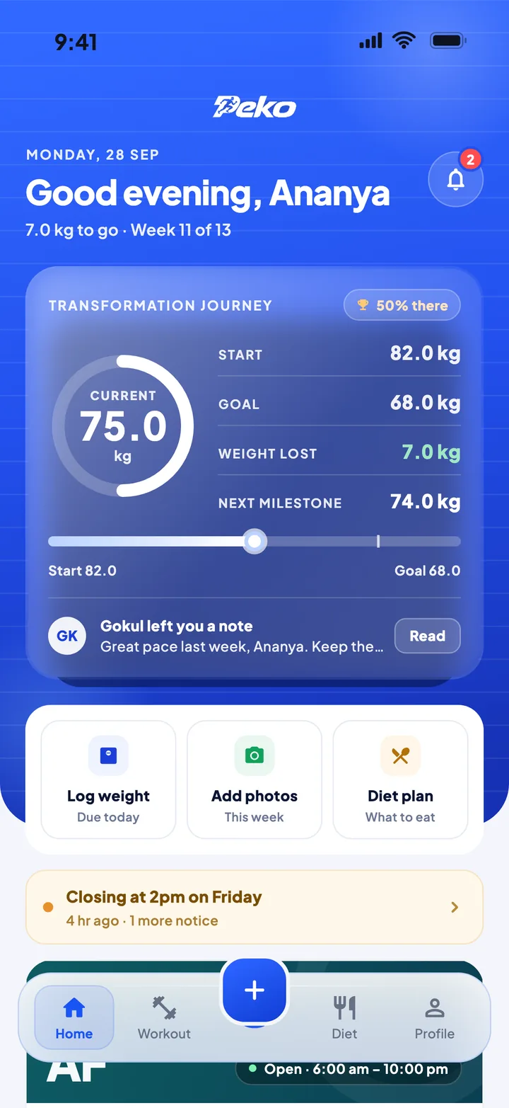 Peko member Home: 75 kg now, 7 kg lost, week 11 of 13